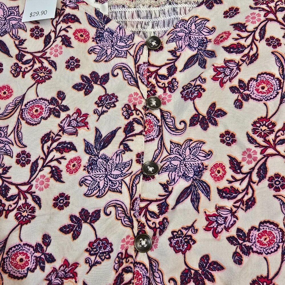 Maurices Sleeveless Blouse Womens Large Pink Purple Boho Top Summer Peplum - Picture 3 of 13
